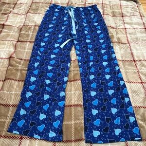 Dark and light blue heart pajama bottoms